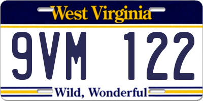 WV license plate 9VM122
