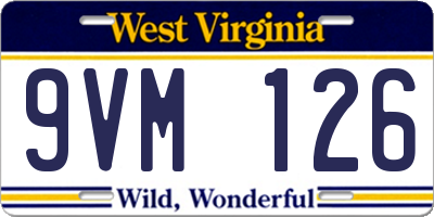 WV license plate 9VM126