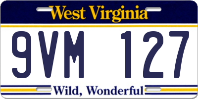 WV license plate 9VM127