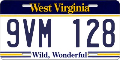 WV license plate 9VM128