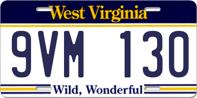 WV license plate 9VM130