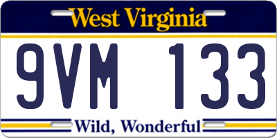 WV license plate 9VM133