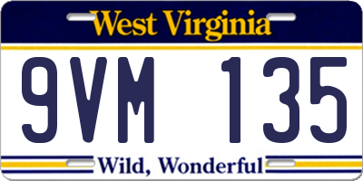 WV license plate 9VM135