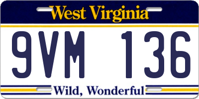 WV license plate 9VM136