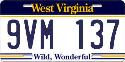 WV license plate 9VM137