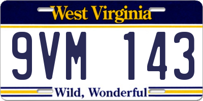 WV license plate 9VM143