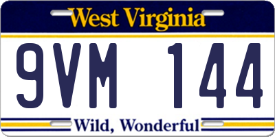 WV license plate 9VM144