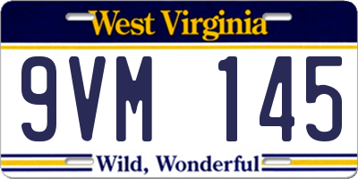 WV license plate 9VM145