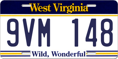 WV license plate 9VM148