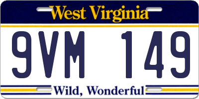 WV license plate 9VM149