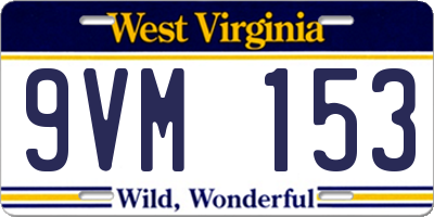 WV license plate 9VM153