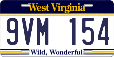 WV license plate 9VM154
