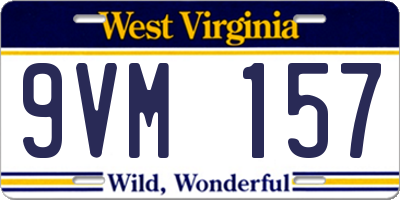 WV license plate 9VM157
