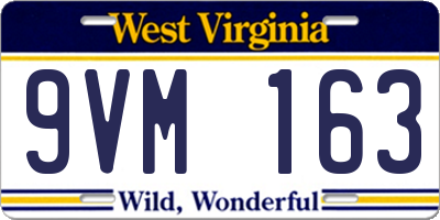 WV license plate 9VM163