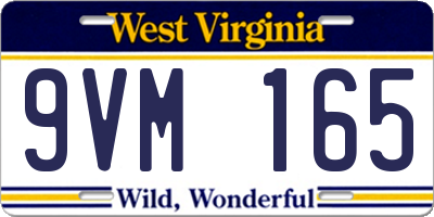 WV license plate 9VM165
