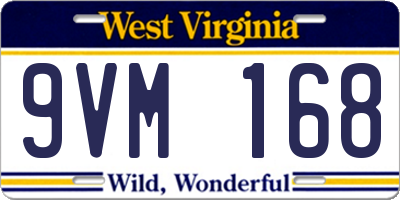 WV license plate 9VM168