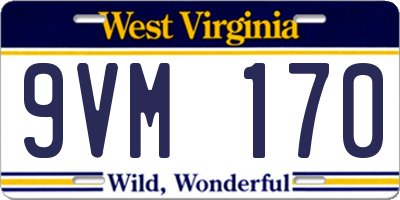 WV license plate 9VM170