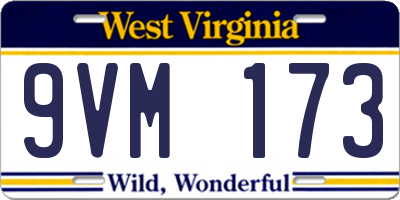 WV license plate 9VM173