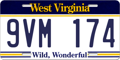 WV license plate 9VM174