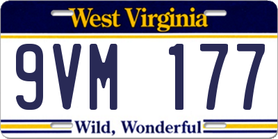 WV license plate 9VM177