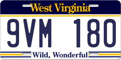 WV license plate 9VM180