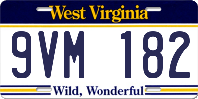 WV license plate 9VM182