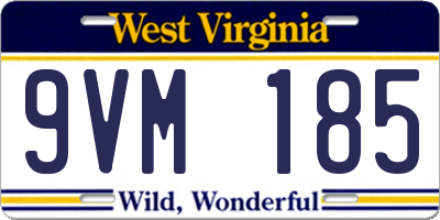 WV license plate 9VM185