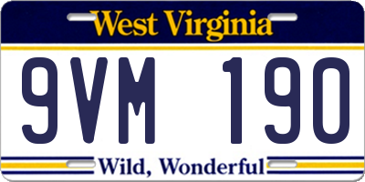 WV license plate 9VM190