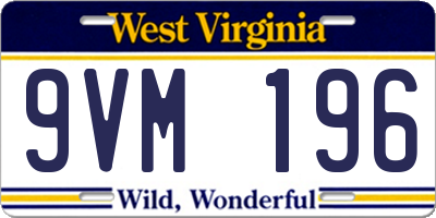 WV license plate 9VM196