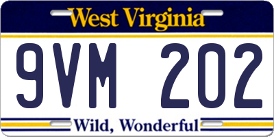 WV license plate 9VM202