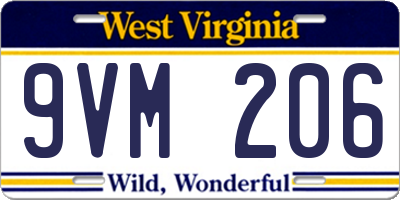 WV license plate 9VM206