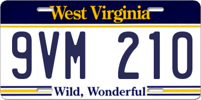 WV license plate 9VM210