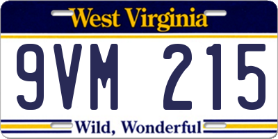 WV license plate 9VM215