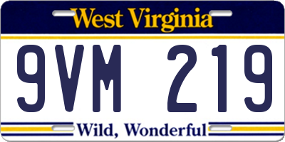 WV license plate 9VM219