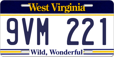 WV license plate 9VM221