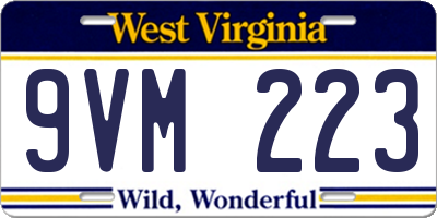 WV license plate 9VM223