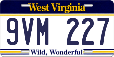 WV license plate 9VM227