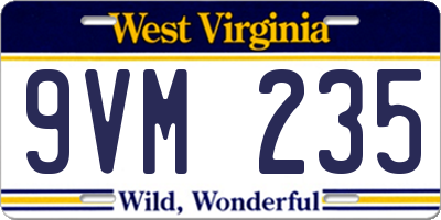 WV license plate 9VM235