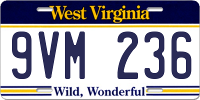WV license plate 9VM236