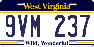 WV license plate 9VM237