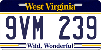 WV license plate 9VM239