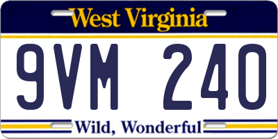 WV license plate 9VM240
