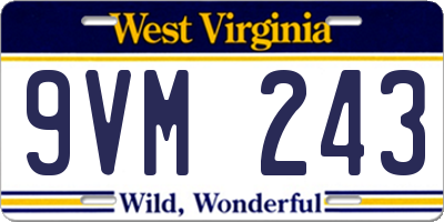 WV license plate 9VM243