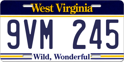 WV license plate 9VM245