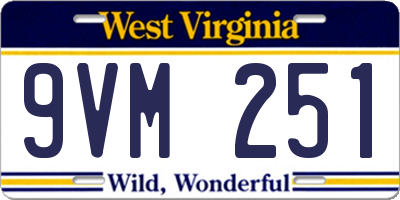WV license plate 9VM251