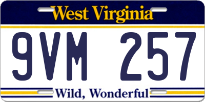 WV license plate 9VM257