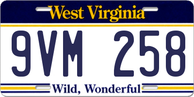 WV license plate 9VM258