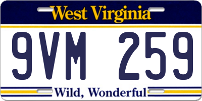 WV license plate 9VM259