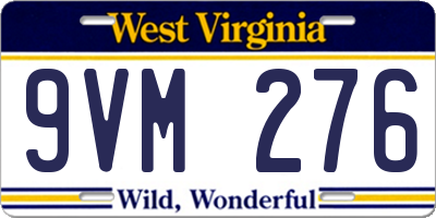 WV license plate 9VM276