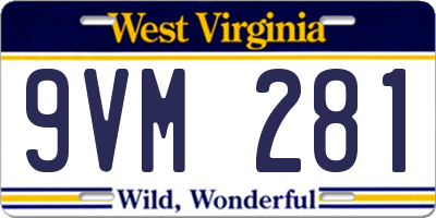 WV license plate 9VM281
